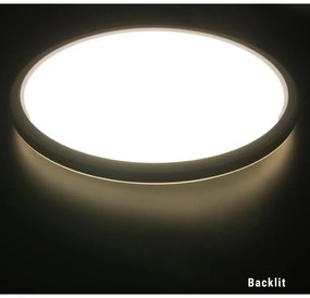 Adeleq Πλαφονιέρα LED PC Mε Φωτισμό Backlit 300mm 18W 4000K IP54 Μαύρη 21-300181