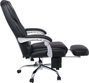 BF8550 Massage Relax Πολυθρόνα Γραφείου Διευθυντή, Βάση Χρώμιο με Υποπόδιο, Pu  Μαύρο   1τμχ