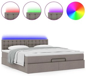 vidaXL Οθωμανικό κρεβάτι με στρώμα & LEDs Taupe 180x200cm ύφασμα