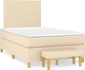vidaXL Κρεβάτι Boxspring με Στρώμα Κρεμ 120x190 εκ. Υφασμάτινο