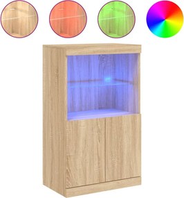vidaXL Μπουφές με Φώτα LED Sonoma Δρυς 60,5 x 37 x 100 εκ.