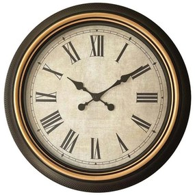Ρολόι Τοίχου 280-125-043 64x64x6cm Brown-Gold Πλαστικό, Γυαλί