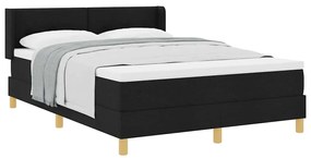vidaXL Κρεβάτι με ελατήρια Λευκό και Μαύρο 140 x 190 cm ύφασμα