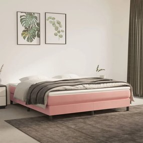 vidaXL Κρεβάτι Boxspring με Στρώμα Ροζ 160x200 εκ. Βελούδινο
