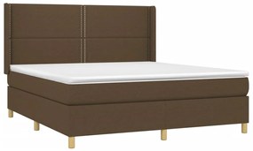 vidaXL Κρεβάτι Boxspring με Στρώμα Σκούρο Καφέ 180x200 εκ Υφασμάτινο