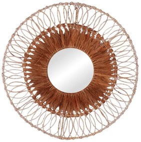 Καθρέπτης Cermine Inart ψάθα Φ80x12εκ 337-000011-337-000011-Καφέ 337-000011