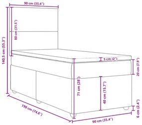 Κρεβάτι Boxspring με Στρώμα Μπλε 90x190 εκ.Υφασμάτινο - Μπλε