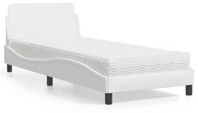 vidaXL Κρεβάτι με Στρώμα Λευκό 90x190 εκ. από Συνθετικό Δέρμα