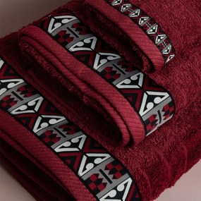 Πετσέτα Προσώπου (50x90) White Fabric Perrin Bordeaux White 500gsm