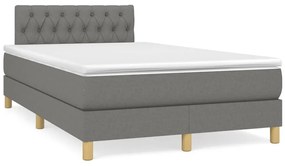 vidaXL Κρεβάτι Boxspring με Στρώμα & LED Σκ.Γκρι 120x190εκ. Υφασμάτινο