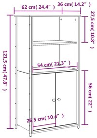 Ντουλάπι Καφέ Δρυς 62x36x121,5 εκ. από Επεξεργασμένο Ξύλο - Καφέ