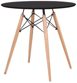 Τραπέζι Art Wood Ε7083,2 Μαύρο Φ80/H74cm Mdf,Ξύλο