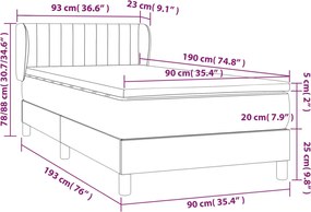 vidaXL Κρεβάτι Boxspring με Στρώμα Σκούρο Καφέ 90x190 εκ. Υφασμάτινο