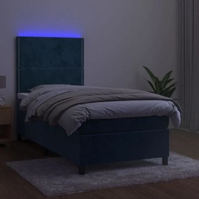 ΚΡΕΒΑΤΙ BOXSPRING ΜΕ ΣΤΡΩΜΑ &amp; LED ΣΚ. ΜΠΛΕ 100X200ΕΚ. ΒΕΛΟΥΔΙΝΟ 3136051