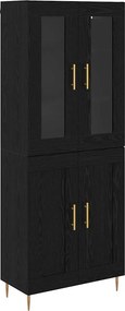 vidaXL Highboard 2 pcs Μαύρη Οξυά Επεξεργασμένο ξύλο