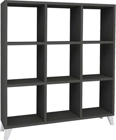 Βιβλιοθήκη Saul Megapap χρώμα ανθρακί 88,2x20x88,2εκ.