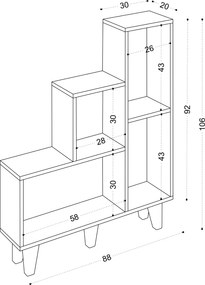 Βιβλιοθήκη Λευκό NISA 88x20x106