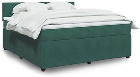 Κρεβάτι Boxspring με Στρώμα Σκούρο Πράσινο 180x200εκ. Βελούδινο - Πράσινο