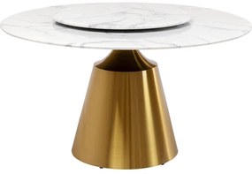Τραπέζι Lucia Λευκό/Χρυσό 135x135x75 εκ. - Χρυσό