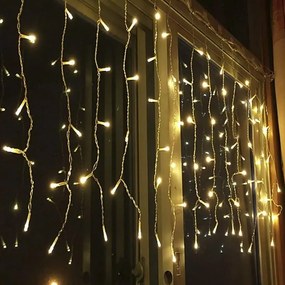 Χριστουγεννιάτικα Λαμπάκια Κουρτίνα 200 LED Θερμό Χρώμα με Διαφανές Καλώδιο 3m x 80cm - Christmas lights LED warm light