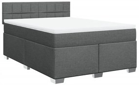 Κρεβάτι Boxspring με Στρώμα Σκούρο Γκρι 140x190 εκ. Υφασμάτινο - Γκρι