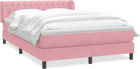 vidaXL Κρεβάτι Boxspring με Στρώμα Ροζ 140x210 εκ. Βελούδινο
