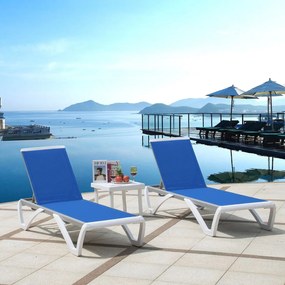 SUMMER K/D Ξαπλώστρα Αλουμίνιο Ανθρακί, PP Άσπρο - Textilene Μπλε   1τμχ