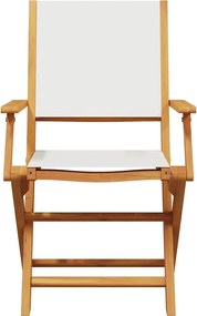 vidaXL Καρέκλες Κήπου 2τεμ. Κρεμ Λευκό Μασίφ Ακακία &amp; Ύφασμα