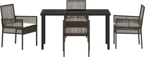 vidaXL Σέτ φαγητού για κήπο 5 pcs Καφέ συνθετικό ρατάν