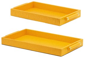 Artekko Lisa Κίτρινοι Διακοσμητικοί Δίσκοι MDF με Τεχνόδερμα (55x32x5)cm 2pcs Artekko 78729