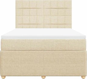 vidaXL Κρεβάτι Boxspring με Στρώμα Κρεμ 140x200 εκ. Υφασμάτινο