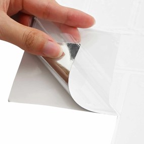 vidaXL Πλακάκι ψαροκόκαλο 10 τμχ. Λευκό 30 x 30 cm