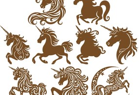 Σετ των 2 Intra απο ξύλο plywood 3mm-4mm πάχος – Σετ Unicorn Silhouette Δίασταση  20x20 cm INTRAFABR-101513368