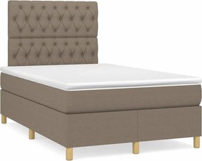 vidaXL Κρεβάτι Boxspring με Στρώμα &amp; LED Taupe 120x190 εκ. Υφασμάτινο