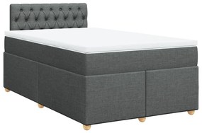 Κρεβάτι Boxspring με Στρώμα Σκούρο Γκρι 120x200 εκ. Υφασμάτινο - Γκρι