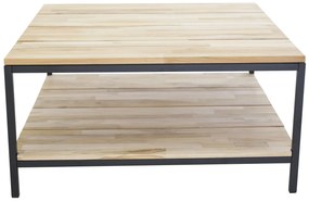 Τραπεζάκι σαλονιού Dallas 143, Μαύρο, Ανοιχτό χρώμα ξύλου, 40x80x80cm, 6 kg, Ξύλο, Γωνιακό, Ξύλο: Ξύλο Teak | Epipla1.gr