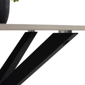 ΤΡΑΠΕΖΙ ΤΡΑΠΕΖΑΡΙΑΣ ΣΤΡΟΓΓΥΛΟ SYNTEC  SINTERED STONE ΛΕΥΚΟ ΜΕΤΑΛ.ΠΟΔΙΑ Φ115x75Y εκ.