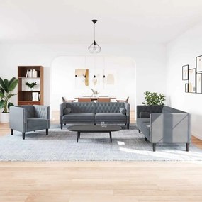 vidaXL Σετ Καναπέ 3 pcs Σκούρο γκρι Βελούδο