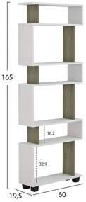 ΒΙΒΛΙΟΘΗΚΗ ΜΕΛΑΜΙΝΗΣ OWLOLIVE GREY ΛΕΥΚΟ 60x19,5x165Yεκ.