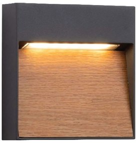 Φωτιστικό Τοίχου - Απλίκα Natu VK/02215/WD/W 13x13,3x4,2cm Led 312lm 5,4W 3000K Natural-Anthracite VKLed