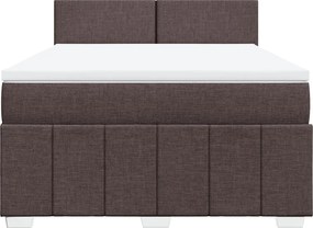 vidaXL Κρεβάτι Boxspring με Στρώμα Σκούρο Καφέ 160x200 εκ Υφασμάτινο