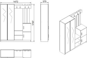 Έπιπλο Εισόδου Λευκό DD8 147,2x37,5x179,7