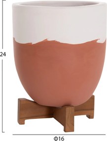 ΓΛΑΣΤΡΕΣ ΣΕΤ 2ΤΜΧ SEON HM4686.08 TERRACOTTA ΣΕ ΛΕΥΚΟ &amp; ΤΕΡΑΚΟΤΑ--TEAK ΒΑΣΗ