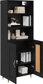 vidaXL Highboard Μαύρη δρυς 69,5 x 34 x 180 εκ. Επεξεργασμένο ξύλο