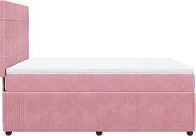 vidaXL Κρεβάτι Boxspring με Στρώμα Ροζ 140x190 εκ. Βελούδινο