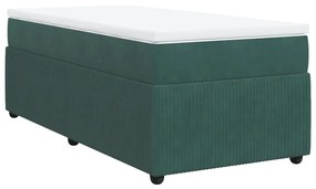 vidaXL Κρεβάτι Boxspring με Στρώμα Σκούρο Πράσινο 90x200 εκ. Βελούδινο