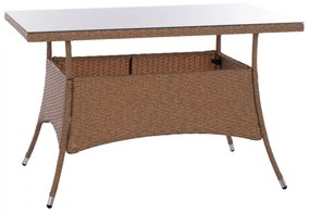 Metal table Military Rattan beige brown 120x70x75H cm.