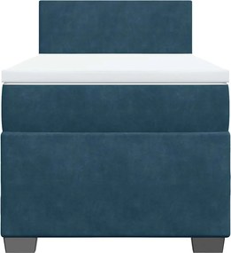 vidaXL Κρεβάτι Boxspring με Στρώμα Μπλε 80 x 200 εκ. Βελούδινο