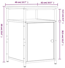 Κομοδίνο Γκρι Sonoma 40 x 42 x 60 εκ. από Επεξεργασμένο Ξύλο - Γκρι