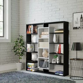 Βιβλιοθήκη Ample Megapap χρώμα μαύρο - λευκό 125x22x135,7εκ.-GP042-0104,3